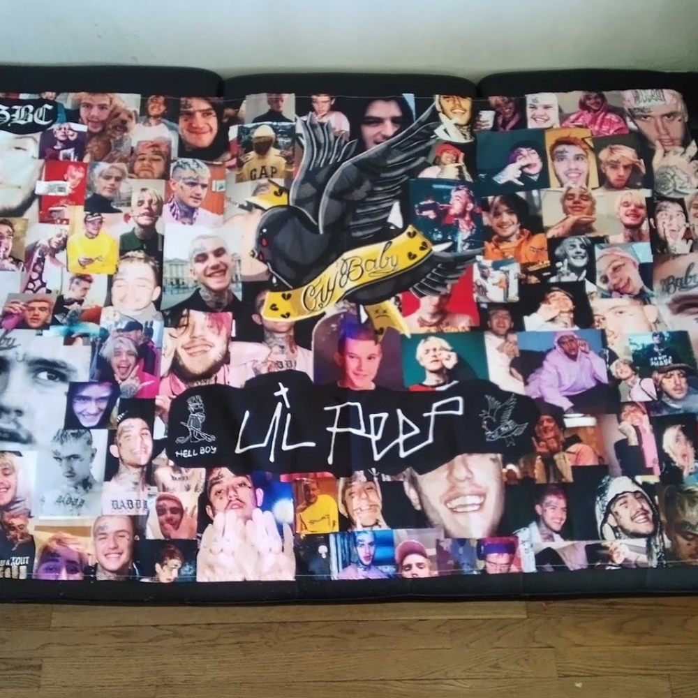 Lil Peep Cry Baby GothBoiClique Emo Rap Collage Tapestry Wall Hanging Decor